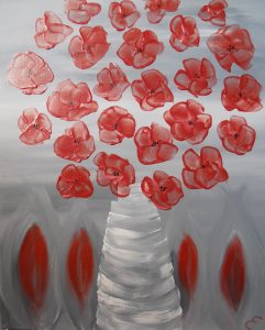 bouquet de coquelicots.acrylique sur toile .61x50